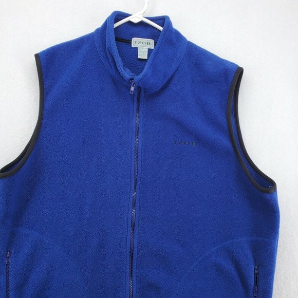 IZOD Vest Men's Long Sleeve Full Zip Fleece Pockets Soft Outdoor Blue Size Large - Picture 6 of 11